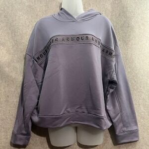 Under‎ Armour Women's UA Taped Fleece Crop Hoodie Purple Size Large